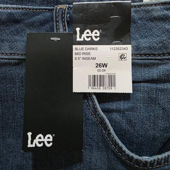 Lee Mid Rise Bermuda Short Regular Fit Stretch Women's Plus Size 20W & 26W Blue - Picture 3 of 10